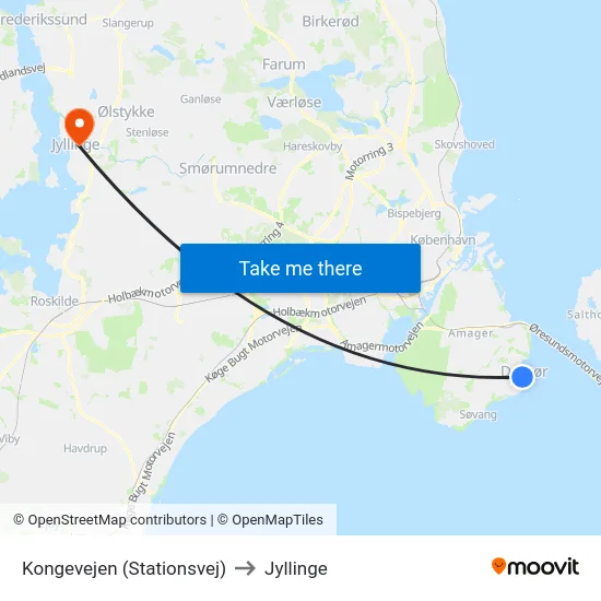 Kongevejen (Stationsvej) to Jyllinge map
