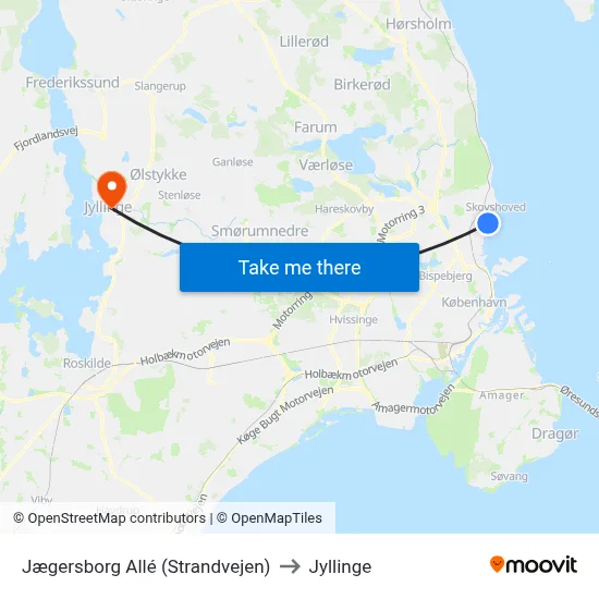 Jægersborg Allé (Strandvejen) to Jyllinge map