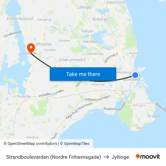 Strandboulevarden (Nordre Frihavnsgade) to Jyllinge map