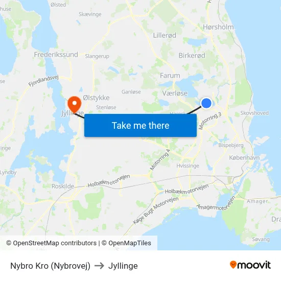 Nybro Kro (Nybrovej) to Jyllinge map