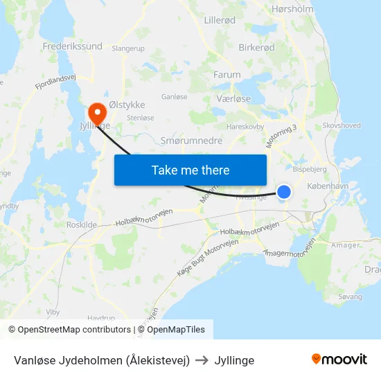 Vanløse Jydeholmen (Ålekistevej) to Jyllinge map