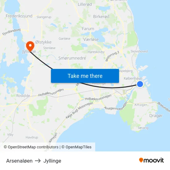 Arsenaløen to Jyllinge map