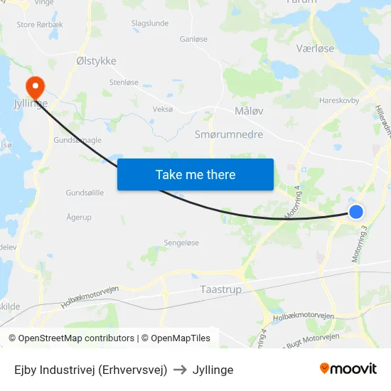 Ejby Industrivej (Erhvervsvej) to Jyllinge map