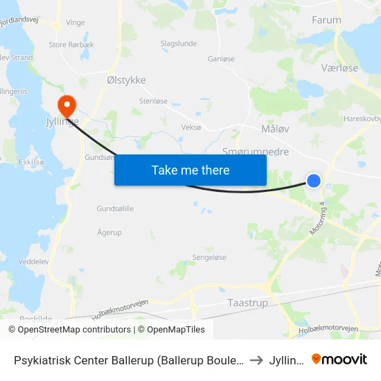Psykiatrisk Center Ballerup (Ballerup Boulevard) to Jyllinge map