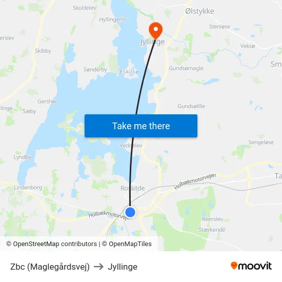 Zbc (Maglegårdsvej) to Jyllinge map