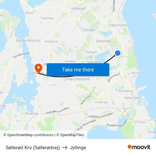 Søllerød Kro (Søllerødvej) to Jyllinge map