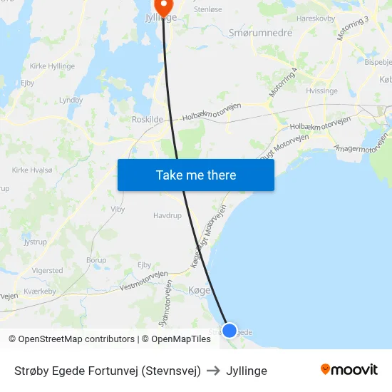 Strøby Egede Fortunvej (Stevnsvej) to Jyllinge map