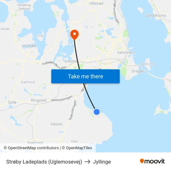 Strøby Ladeplads (Uglemosevej) to Jyllinge map