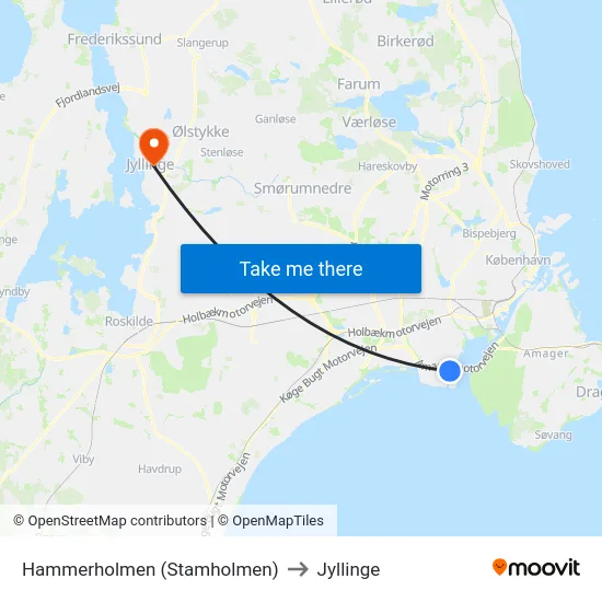 Hammerholmen (Stamholmen) to Jyllinge map