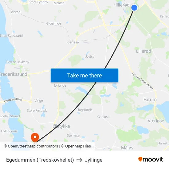 Egedammen (Fredskovhellet) to Jyllinge map