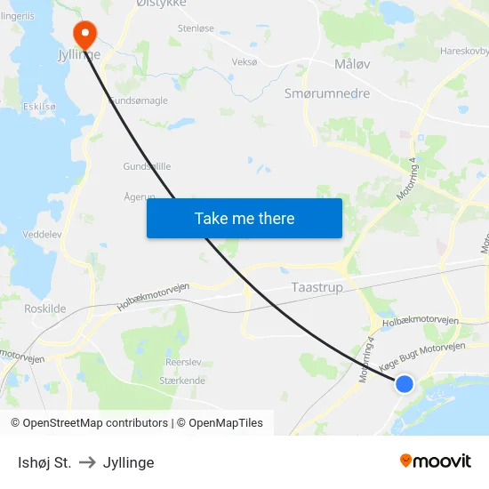 Ishøj St. to Jyllinge map
