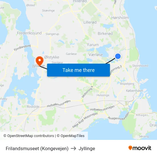 Frilandsmuseet (Kongevejen) to Jyllinge map