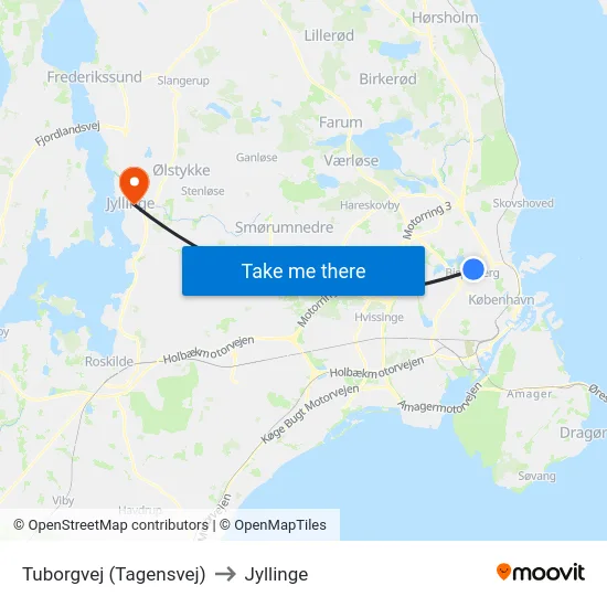 Tuborgvej (Tagensvej) to Jyllinge map