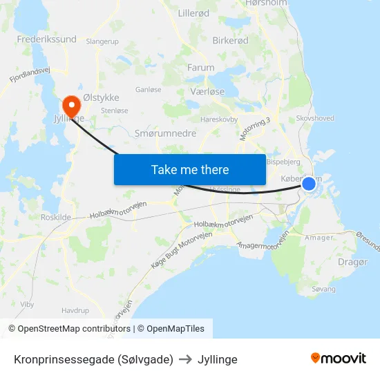 Kronprinsessegade (Sølvgade) to Jyllinge map