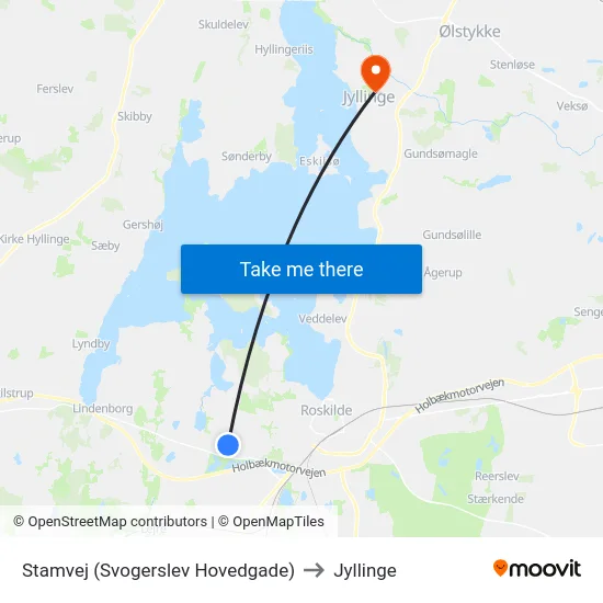 Stamvej (Svogerslev Hovedgade) to Jyllinge map