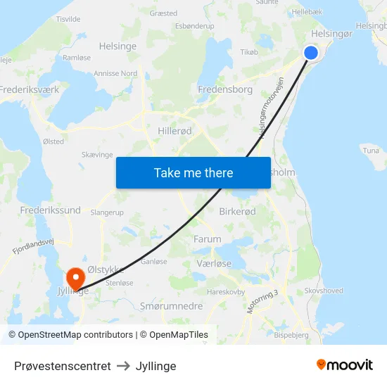 Prøvestenscentret to Jyllinge map