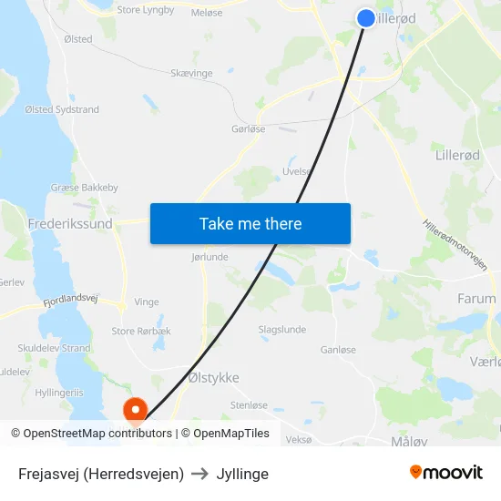 Frejasvej (Herredsvejen) to Jyllinge map