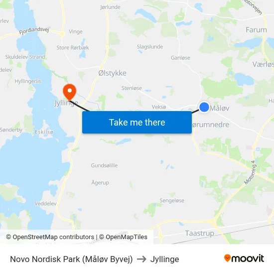 Novo Nordisk Park (Måløv Byvej) to Jyllinge map