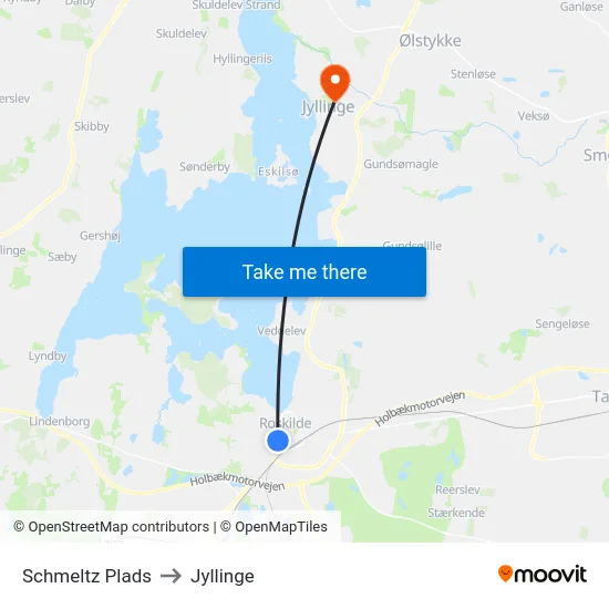 Schmeltz Plads to Jyllinge map