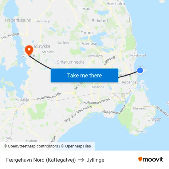 Færgehavn Nord (Kattegatvej) to Jyllinge map