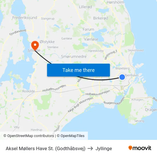 Aksel Møllers Have St. (Godthåbsvej) to Jyllinge map