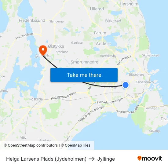 Helga Larsens Plads (Jydeholmen) to Jyllinge map