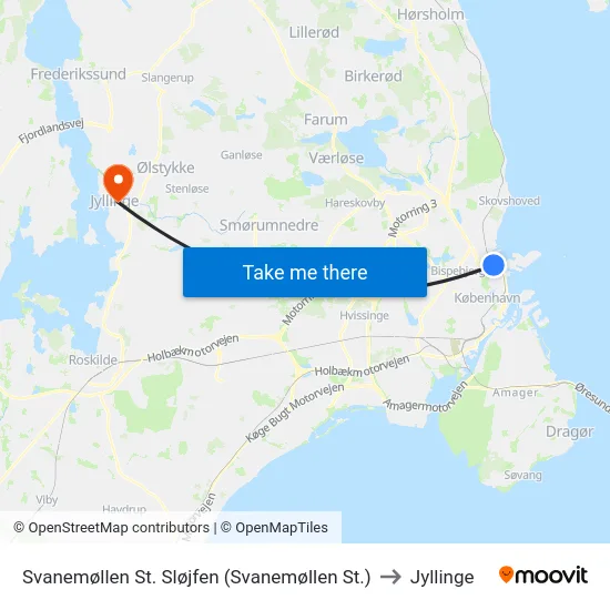 Svanemøllen St. Sløjfen (Svanemøllen St.) to Jyllinge map
