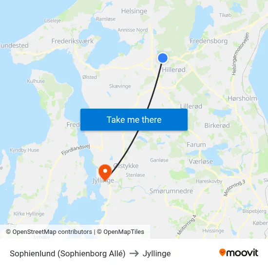 Sophienlund (Sophienborg Allé) to Jyllinge map