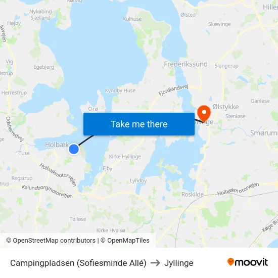 Campingpladsen (Sofiesminde Allé) to Jyllinge map