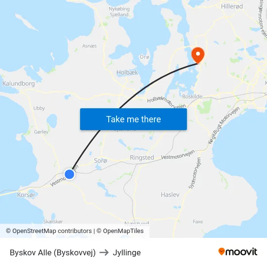 Byskov Alle (Byskovvej) to Jyllinge map
