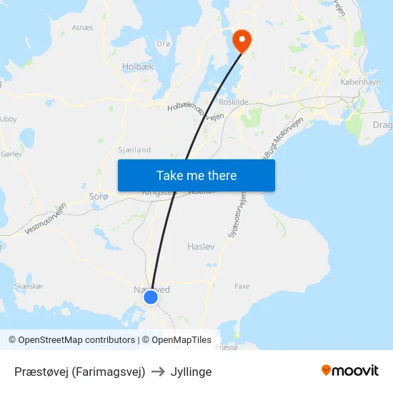 Præstøvej (Farimagsvej) to Jyllinge map