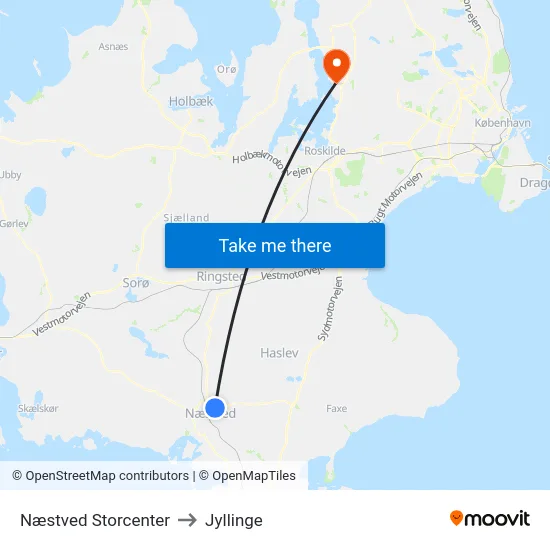 Næstved Storcenter to Jyllinge map