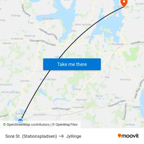 Sorø St. (Stationspladsen) to Jyllinge map