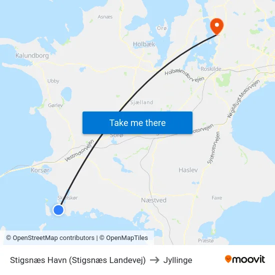 Stigsnæs Havn (Stigsnæs Landevej) to Jyllinge map