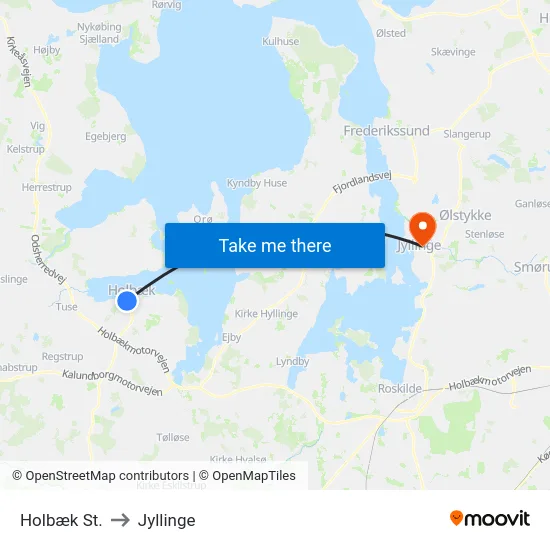 Holbæk St. to Jyllinge map