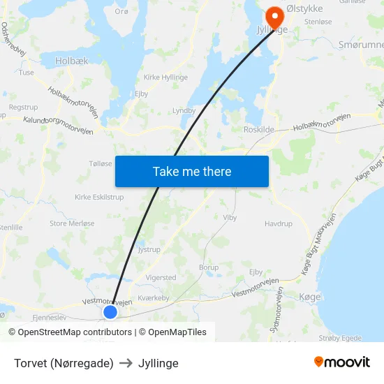 Torvet (Nørregade) to Jyllinge map