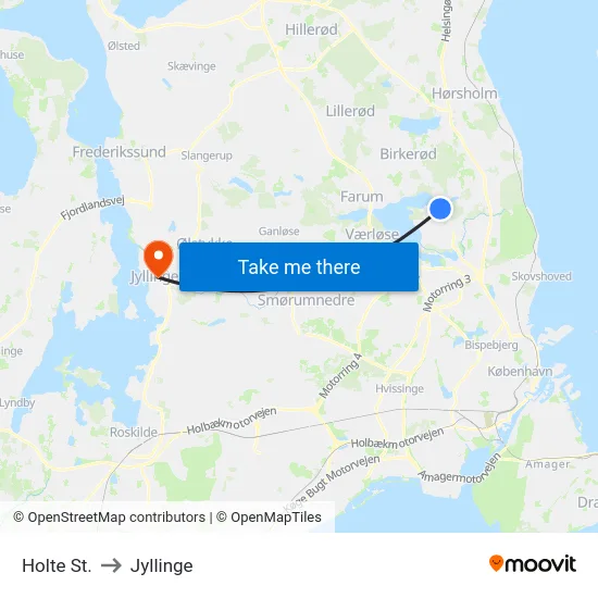 Holte St. to Jyllinge map