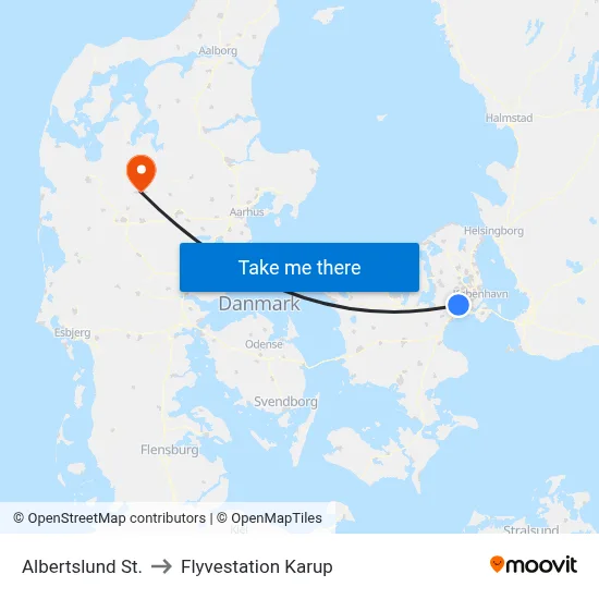 Albertslund St. to Flyvestation Karup map