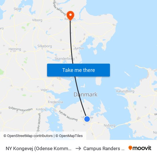 NY Kongevej (Odense Kommune) to Campus Randers VIA map