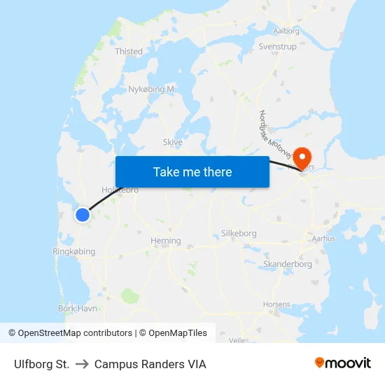 Ulfborg St. to Campus Randers VIA map