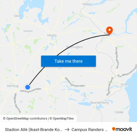 Stadion Allè (Ikast-Brande Kom) to Campus Randers VIA map