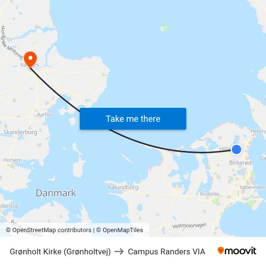 Grønholt Kirke (Grønholtvej) to Campus Randers VIA map