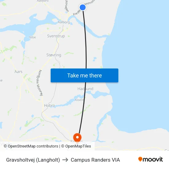 Gravsholtvej (Langholt) to Campus Randers VIA map
