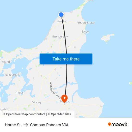 Horne St. to Campus Randers VIA map