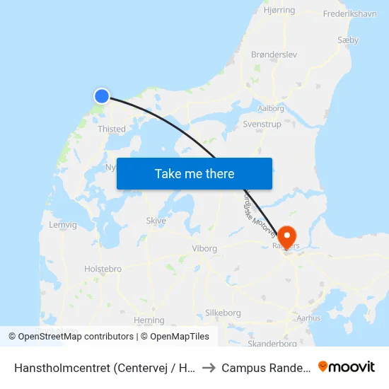 Hanstholmcentret (Centervej / Hanstholm) to Campus Randers VIA map