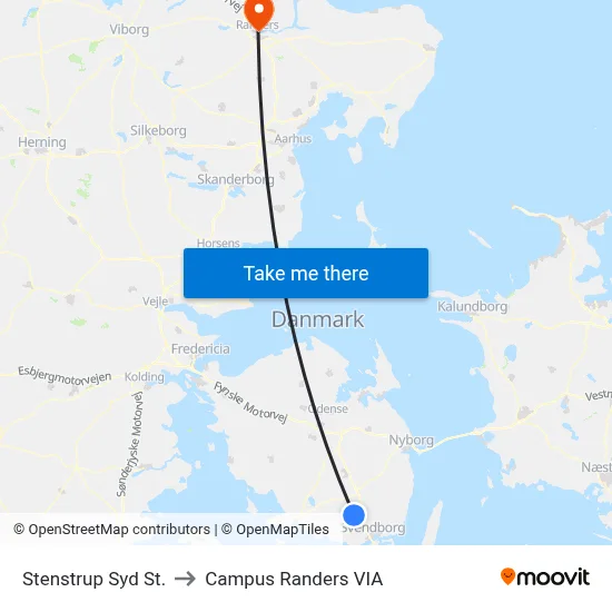 Stenstrup Syd St. to Campus Randers VIA map