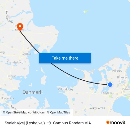 Svalehøjvej (Lyshøjvej) to Campus Randers VIA map