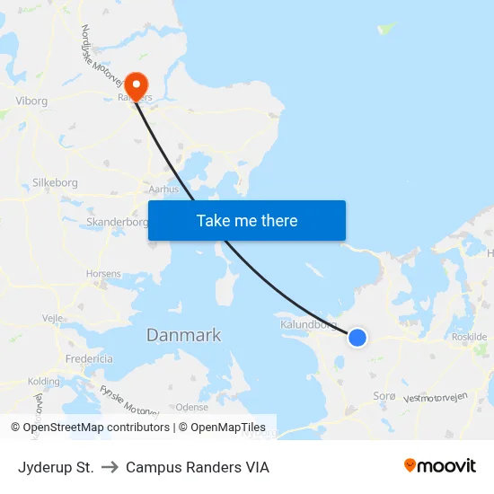 Jyderup St. to Campus Randers VIA map