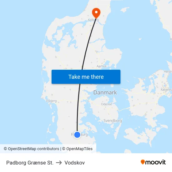Padborg Grænse St. to Vodskov map