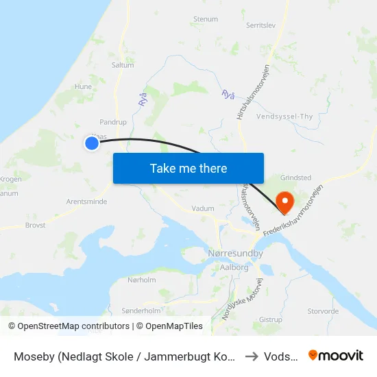 Moseby (Nedlagt Skole / Jammerbugt Kommune) to Vodskov map